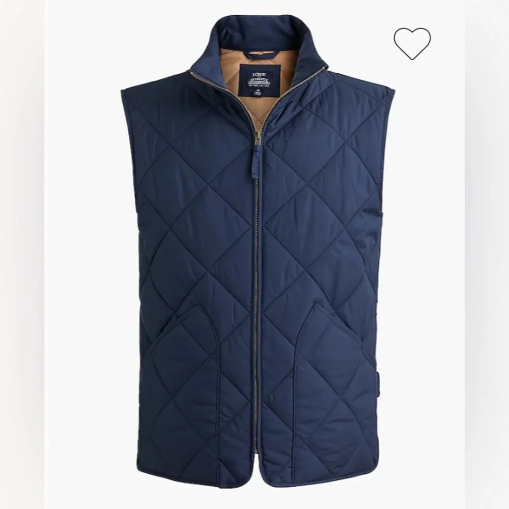 J. Crew Men's Quilted Puffer Blue Tan Vest - S